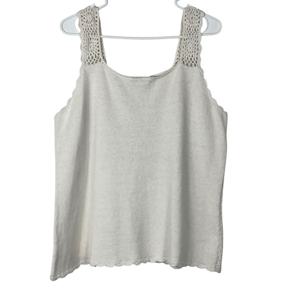 Vintage Faded Glory Crocheted Women’s Cream Tank Top Sweater Size 1X or 2X ? - Picture 2 of 8